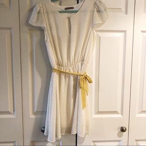 The Hanger Ivory and Mustard Polka Dot Dress